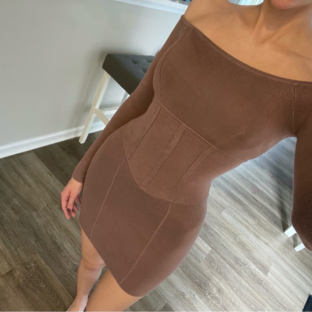 Abercrombie and fitch Off-The-Shoulder Corset Mini Sweater Dress